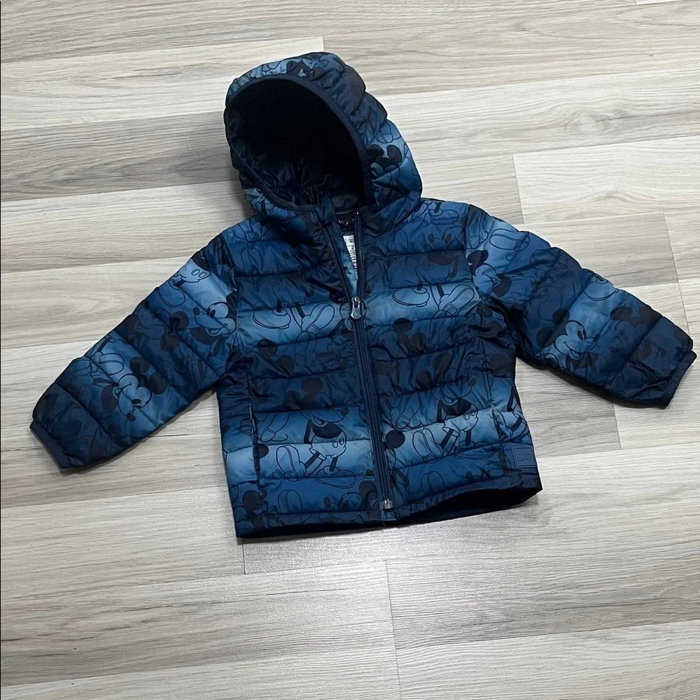 Gap × Disney Mickey Mouse Recycled Puffer Jacket Toddler Size 2 Water Resistant